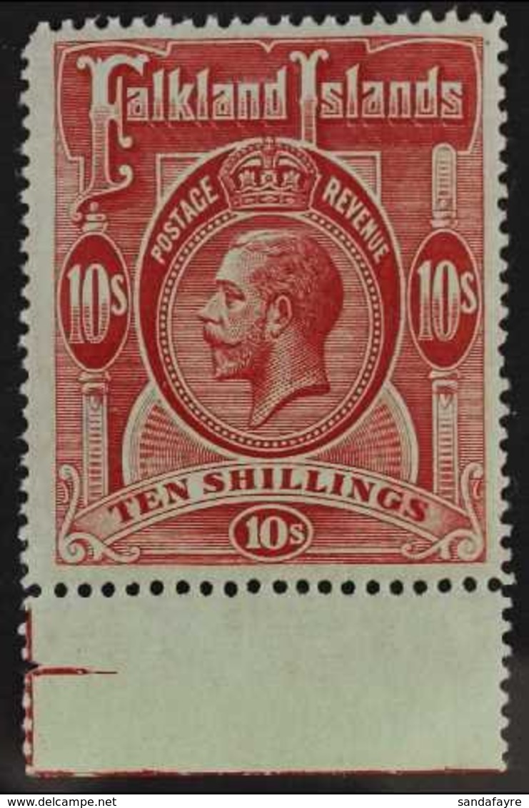 1912-20 10s Red / Green, Wmk Crown CA, SG 68, Never Hinged Mint. For More Images, Please Visit Http://www.sandafayre.com - Falkland Islands