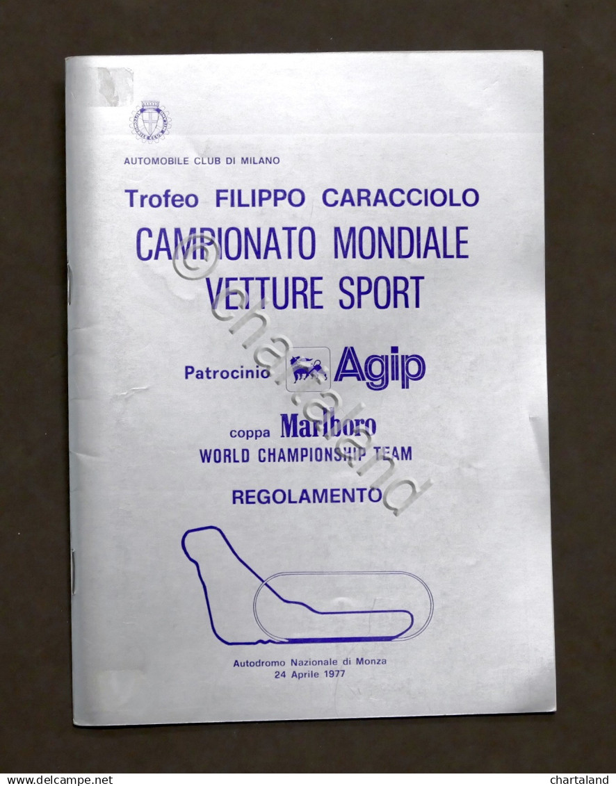 Trofeo Caracciolo Campionato Mondiale Vetture Sport Monza - 1977 - Regolamento - Altri & Non Classificati