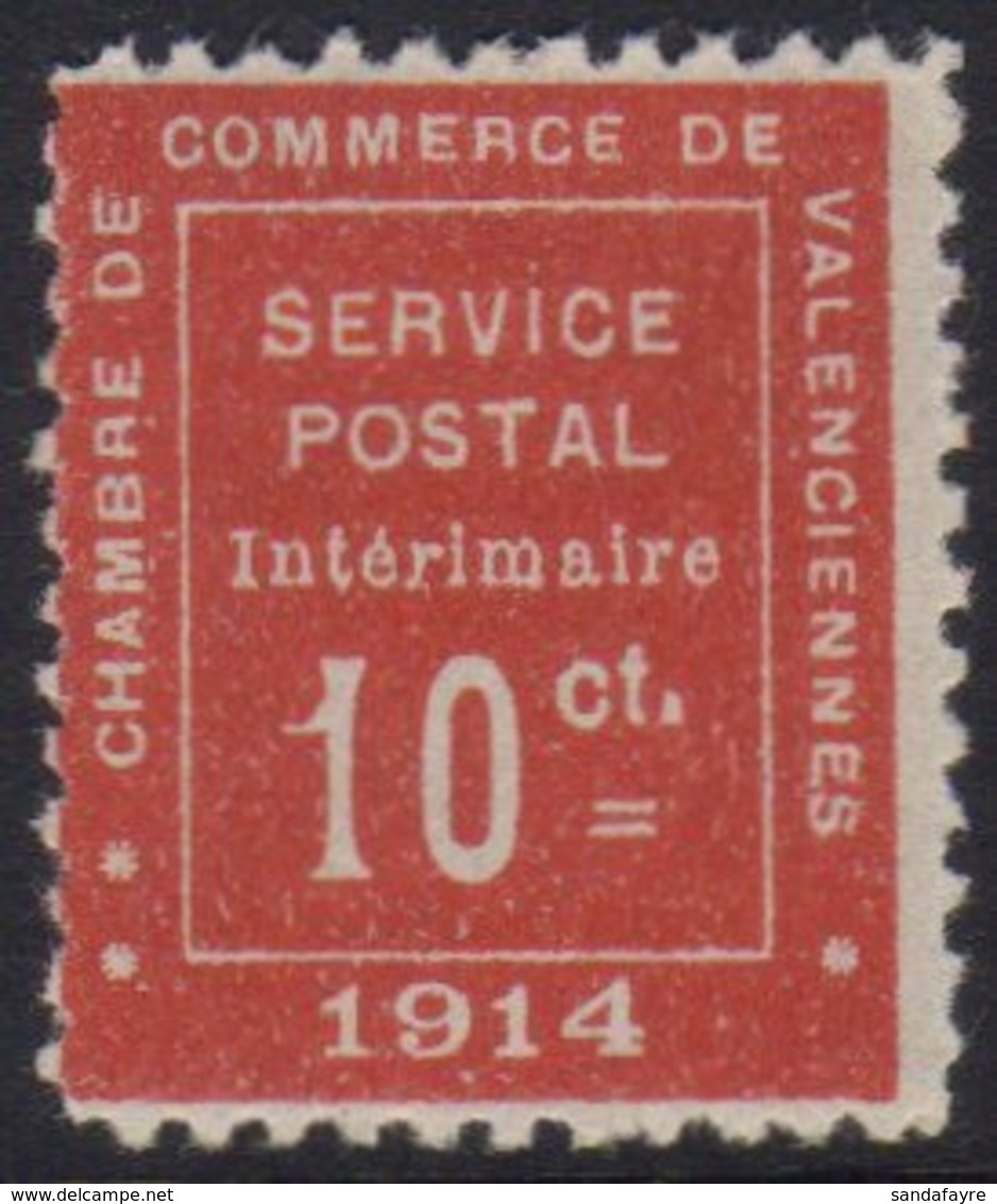 WAR STAMP 1914 10c Vermilion Inscribed "Chambre De Commerce De Valenciennes," Yvert 1, Very Fine Mint. For More Images,  - Otros & Sin Clasificación