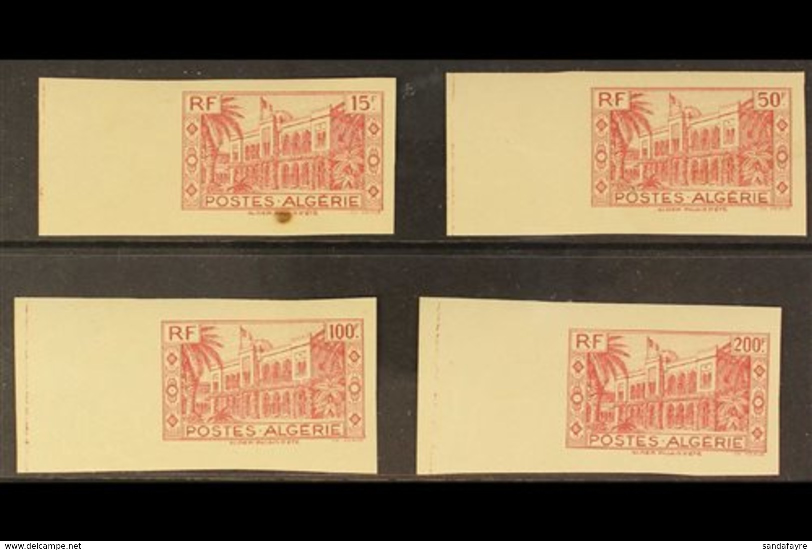 ALGERIA 1944 "Summer Palace" 15f, 50f, 100f And 200f (SG 206 Plus 208/210) As IMPERF COLOUR TRIALS Printed In Red On Gum - Sonstige & Ohne Zuordnung