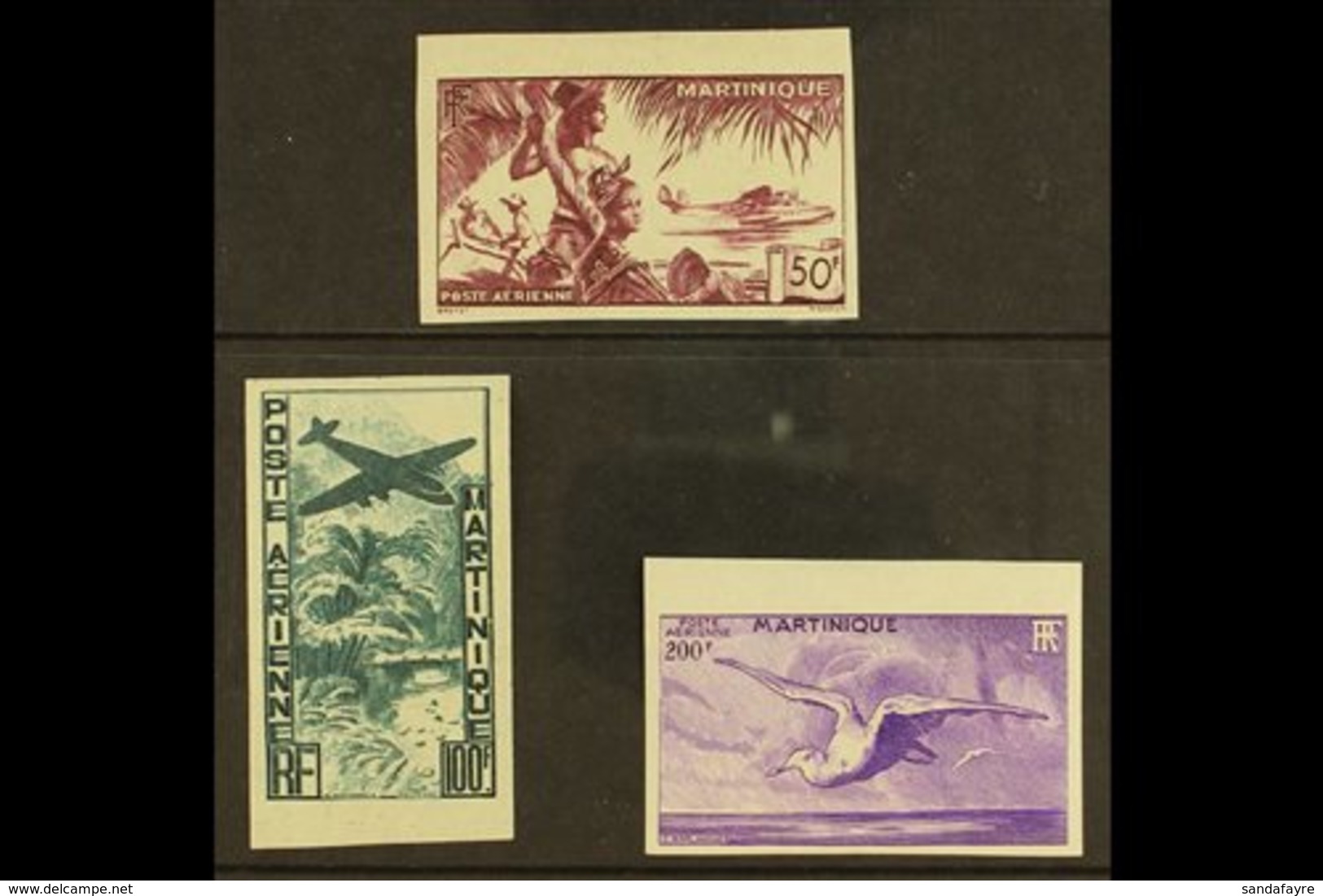MARTINIQUE 1947 50f, 100f, And 200f Airs Complete Set IMPERF, Yvert 13/15, Very Fine Mint. (3 Stamps) For More Images, P - Otros & Sin Clasificación