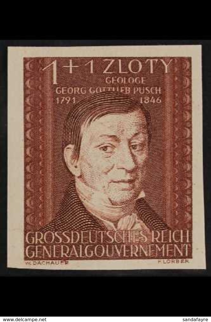 GENERAL GOVERNMENT 1944 1z+1z Brown Culture Fund IMPERF, Michel 124 U, Never Hinged Mint. For More Images, Please Visit  - Otros & Sin Clasificación