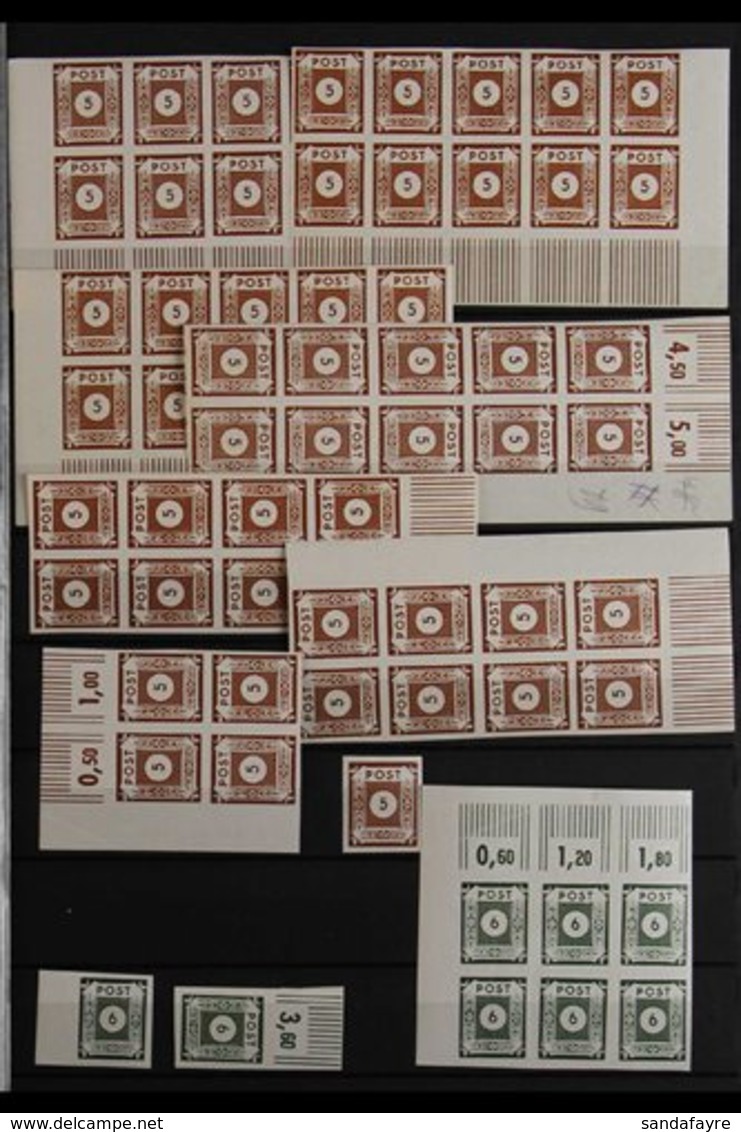 RUSSIAN ZONE 1945-1946 SUPERB NEVER HINGED MINT ACCUMULATION Of Various Perf & Imperf Issues Mostly In Strips And Blocks - Otros & Sin Clasificación