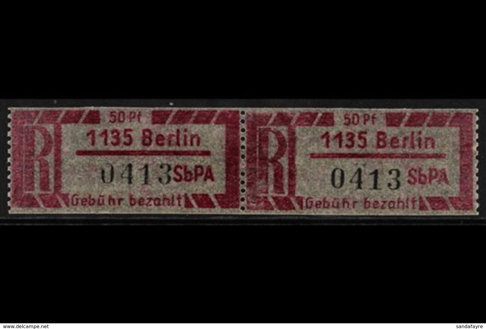 EINSCHREIBEMARKEN (REGISTERED LETTER STAMPS) 1967 50pf Red-carmine On Thin Translucent Pergamin paper Perf 12½ With 1135 - Otros & Sin Clasificación