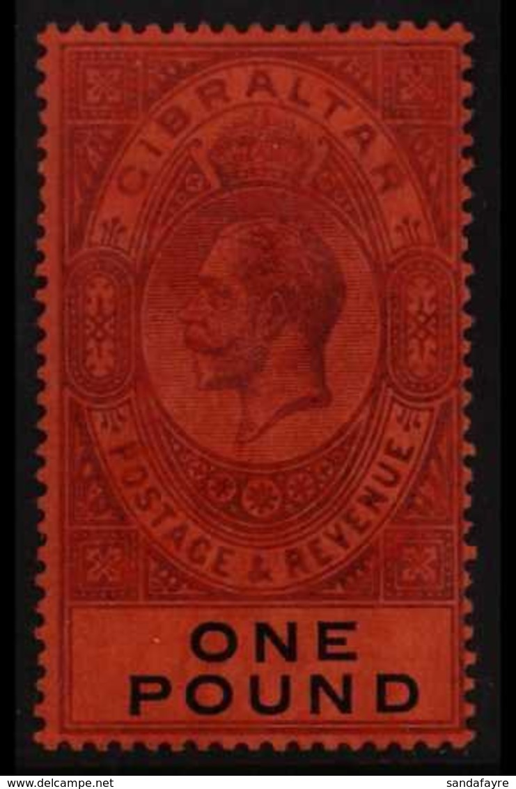 1912 KGV £1 Dull Purple And Black On Red, SG 85, Fine Mint. For More Images, Please Visit Http://www.sandafayre.com/item - Gibraltar