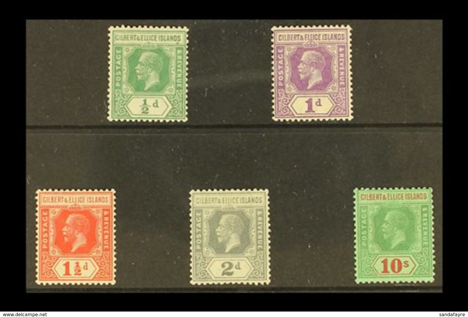 1922-27 KGV Definitives Die II Set, SG 27/35, Fine Mint (5 Stamps) For More Images, Please Visit Http://www.sandafayre.c - Islas Gilbert Y Ellice (...-1979)