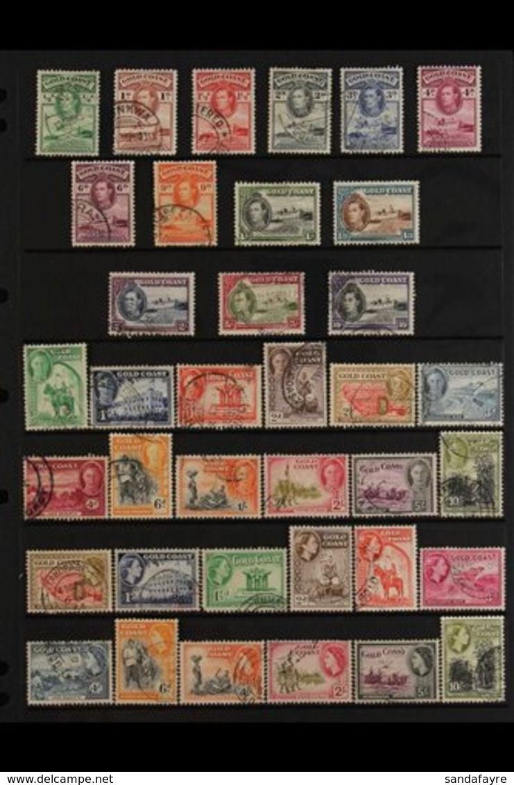 1938-54 USED SETS. A Trio Of Used Sets Including 1938-43 Set, 1948 Set & 1952-54 QEII Pictorial Set. (37 Stamps) For Mor - Costa De Oro (...-1957)