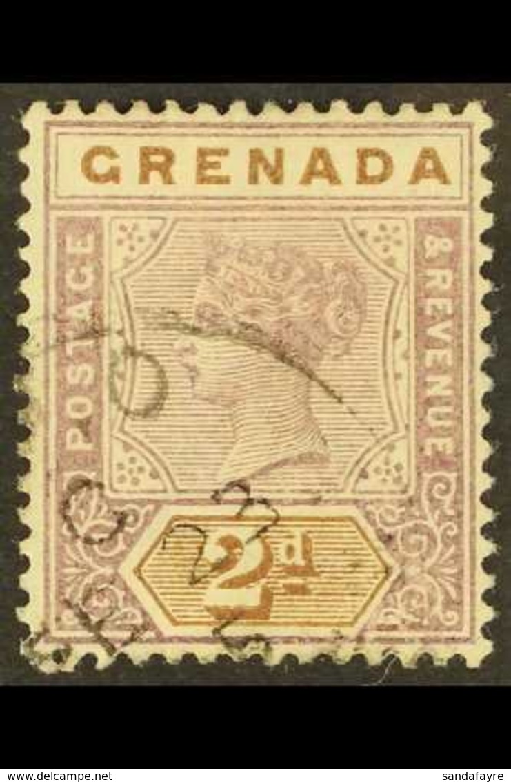 1895-99 2d Mauve And Brown Key Plate, Watermark Reversed, SG 50x, Fine Cds Used. For More Images, Please Visit Http://ww - Grenada (...-1974)