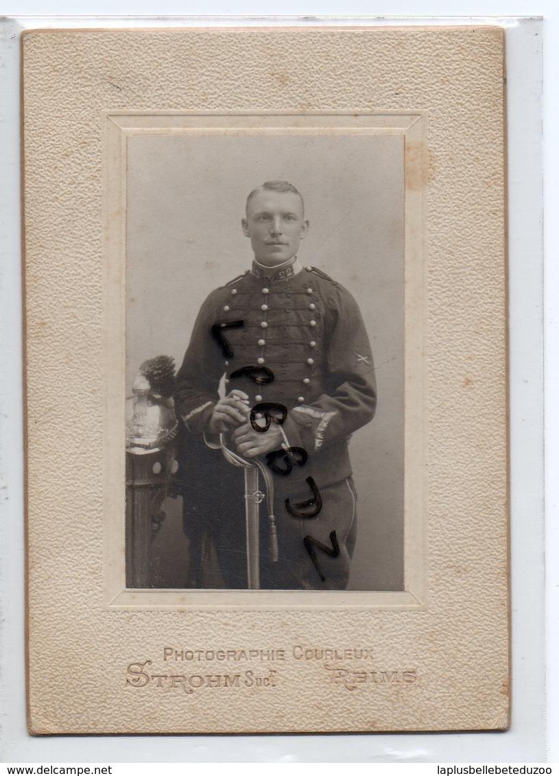 PHOTO  ANCIENNE - MILITARIA - Soldat Du 22e REGIMENT De DRAGONS - Photo Courleux - 51 - REIMS - War, Military