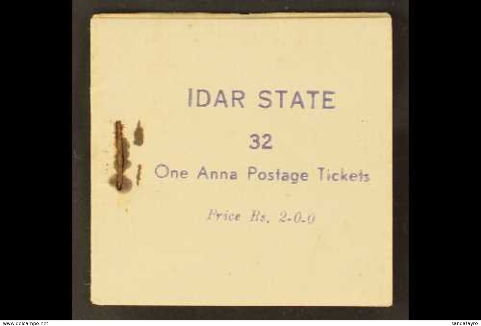 IDAR 1944 2r Complete BOOKLET Containing 1a (x32) In Panes Of 4, SG 4, Good Condition, Stained Around Staple As Usual. F - Otros & Sin Clasificación