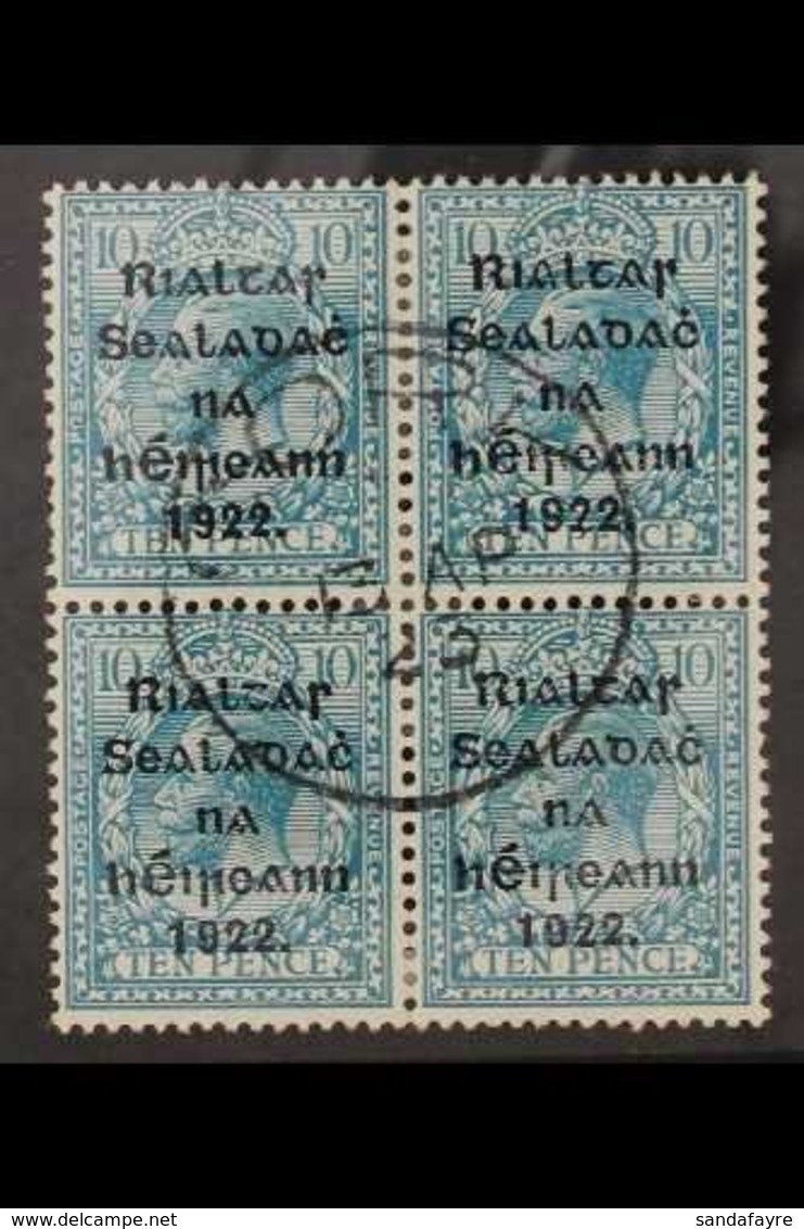 1922 10d Turquoise-blue Thom Overprint, SG 42, Superb Cds Used BLOCK Of 4 Cancelled With Upright Central "Cork" Cds Canc - Altri & Non Classificati