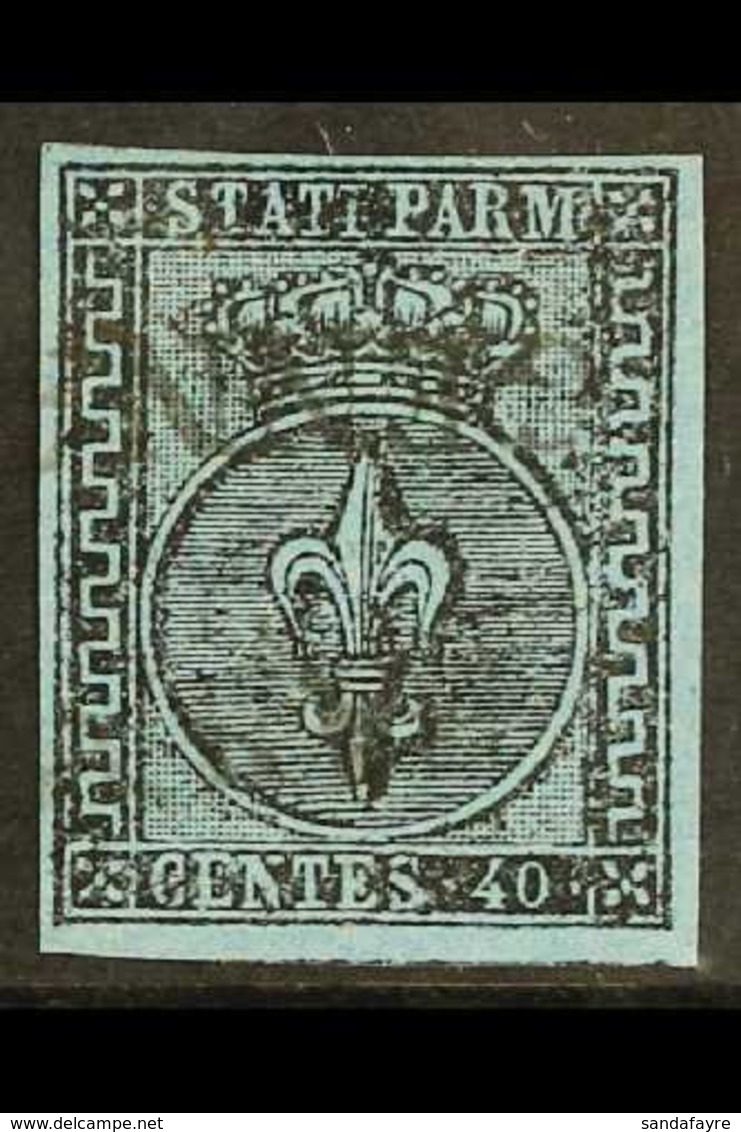PARMA 1852 40c Black On Blue, Sass 5, Superb Used With Good Margins All Round And Neat 2 Line Cancel. Diena Cert. Cat Sa - Sin Clasificación