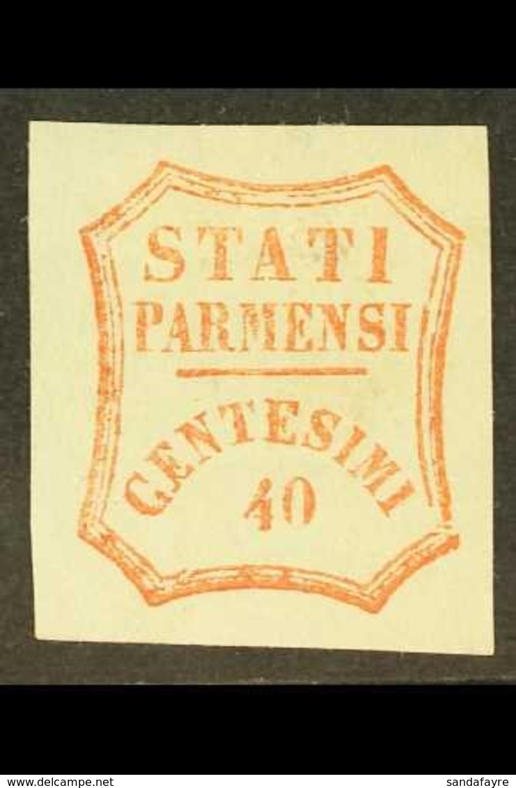 PARMA 1859 40c Pale Vermilion, Provisional Govt, Sass 17a, Very Fine150 Mint Appearance, Tiny Thin. Cat €1100 (£980) For - Non Classés