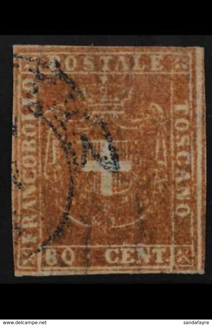 TUSCANY PROVISIONAL GOVERNMENT 1860 80c Pale Red-brown (Sassone 22, SG 50), Fine Used, Almost Four Close Margins Just Ve - Non Classés