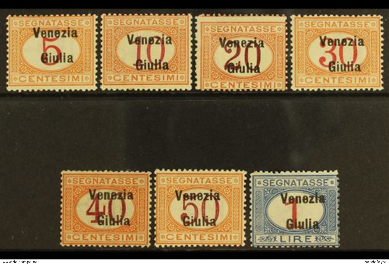 VENEZIA GIULIA POSTAGE DUES 1918 Overprint Set Complete, Sass S4, Very Fine Mint. Cat €1000 (£760) Rare Set. (7 Stamps)  - Unclassified