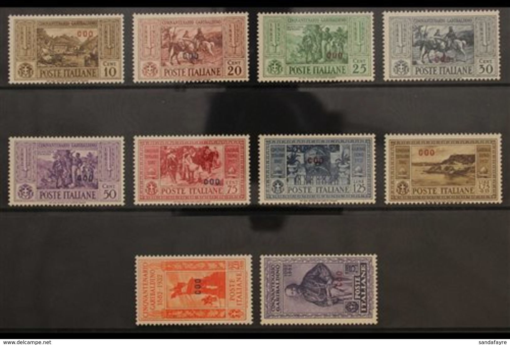 DODECANESE ISLANDS COO 1932 Garibaldi Local Overprints Complete Set (Sassone 17/26, SG 89/98 C), Very Fine Mint, Very Fr - Other & Unclassified