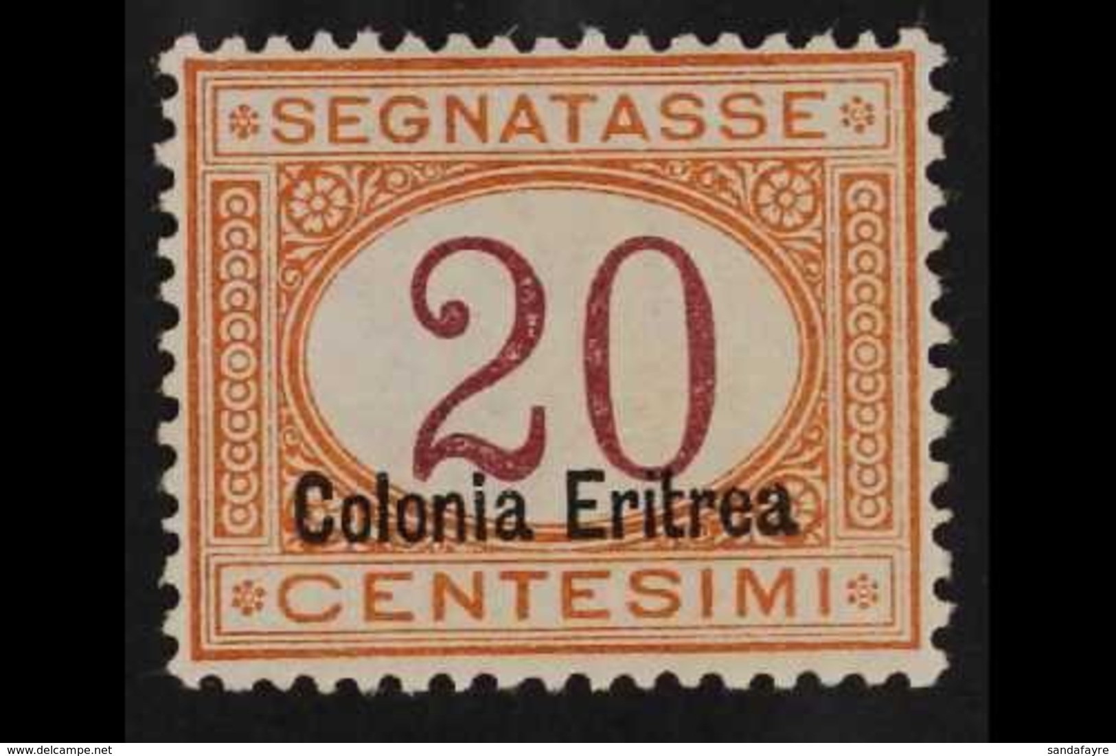 ERITREA POSTAGE DUE 1920-26 (overprint At Base) 20c Magenta And Orange (Sass 16, Mi 3 II, SG D55), Well Centred, Very Fi - Other & Unclassified