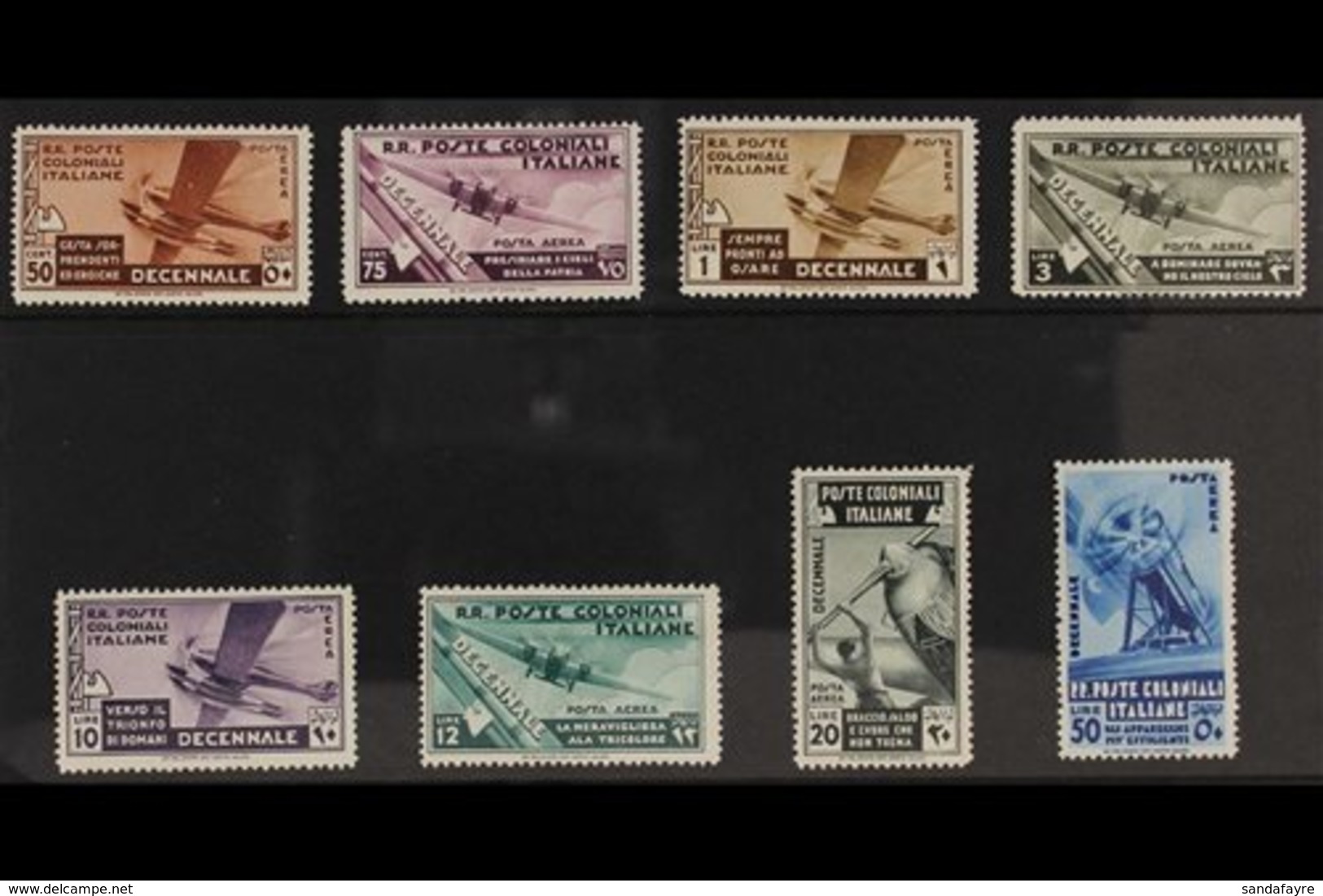 GENERAL ISSUES 1933 Fascist March Anniversary AIR Complete Set (Sass. S. 16, SG 63/70), Never Hinged Mint. (8 Stamps) Fo - Other & Unclassified
