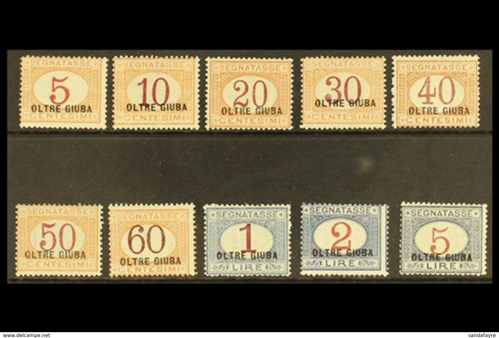 JUBALAND POSTAGE DUES 1925 "OLTRE GIUBA" Overprints Complete Set (Sassone 1/10, SG D29/38), Never Hinged Mint, Very Fres - Otros & Sin Clasificación