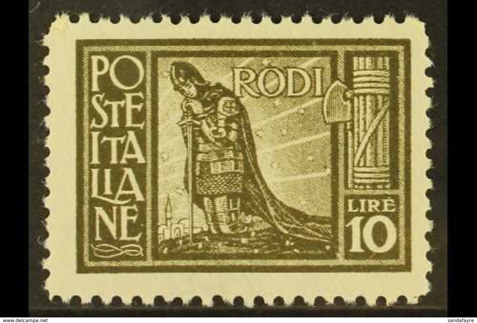 RHODES 1929 10L Olive Brown, Sass 11, Scott 23, Fine Mint (1 Stamp) For More Images, Please Visit Http://www.sandafayre. - Otros & Sin Clasificación