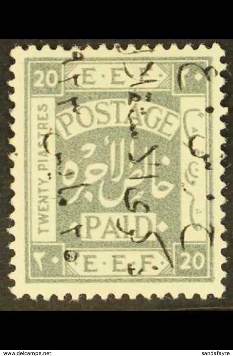 1923 20p Independence Commem, Ovptd In Black Reading Upwards, SG 108B, Very Fine Mint. For More Images, Please Visit Htt - Jordan