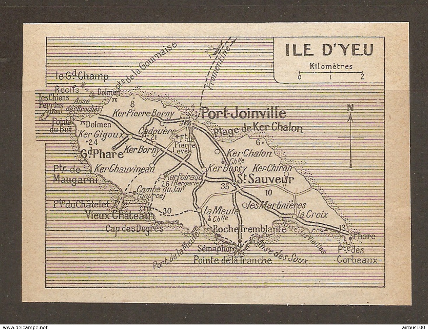 CARTE PLAN 1917 - ILE D'YEU - PORT JOINVILLE GRAND PHARE VIEUX CHATEAU PHARES MAUGARNI KER CHALON St SAUVEUR - Cartes Topographiques