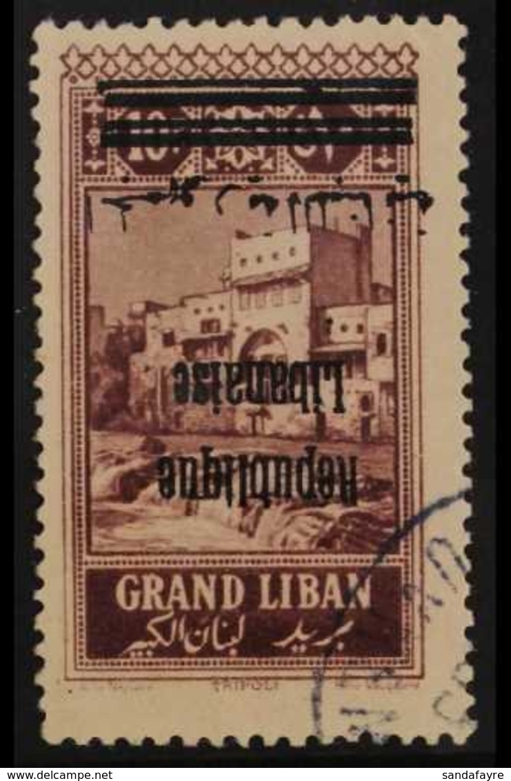 1928 10p Plum Variety "entire Ovpt Double", SG 134a. Fine Used. For More Images, Please Visit Http://www.sandafayre.com/ - Líbano