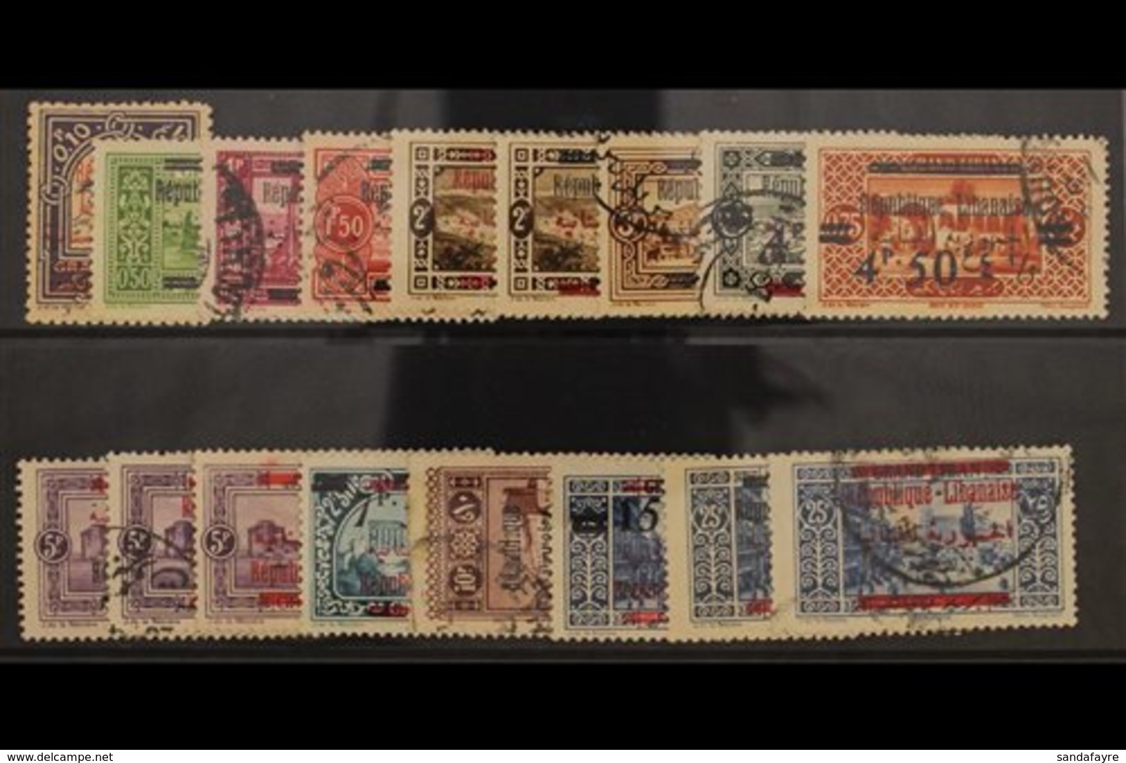 1928 Bi - Lingual Overprint Set Complete, SG 124/136a, Very Fine Used. (17 Stamps) For More Images, Please Visit Http:// - Liban