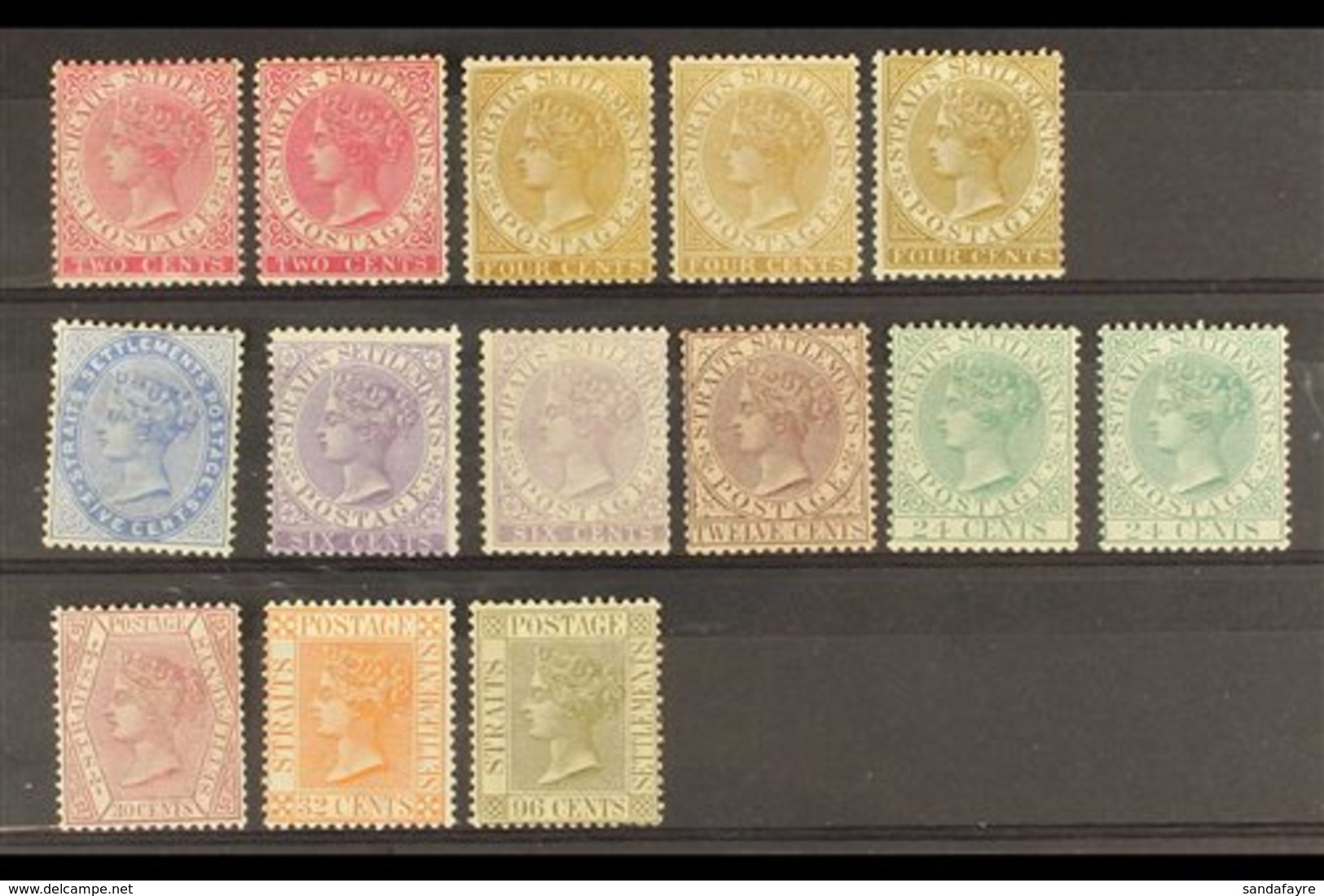 1883-91 "CA" Set Of Nine, SG 63/71, Plus Additional Listed Shades Of 2c, 4c (2), 6c And 24c, Mainly Fine Mint, The 12c A - Straits Settlements