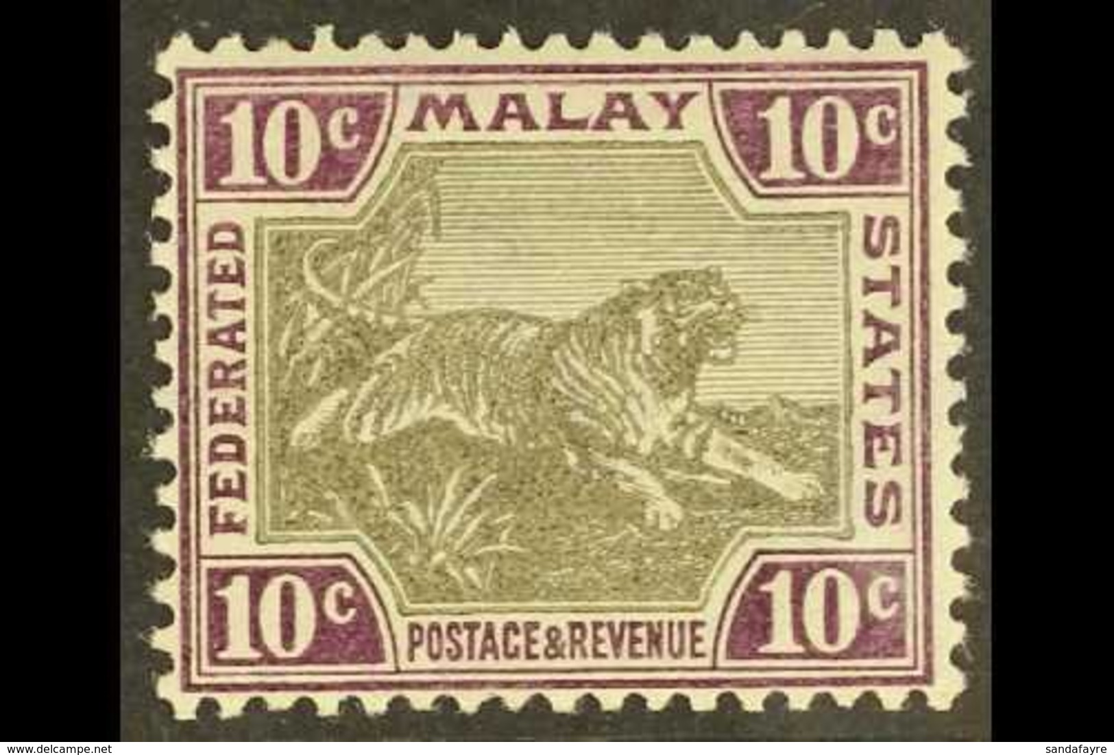 FEDERATED MALAY STATES 1900-01 10c Grey-brown And Purple, SG 20d, Very Fine Mint. For More Images, Please Visit Http://w - Other & Unclassified