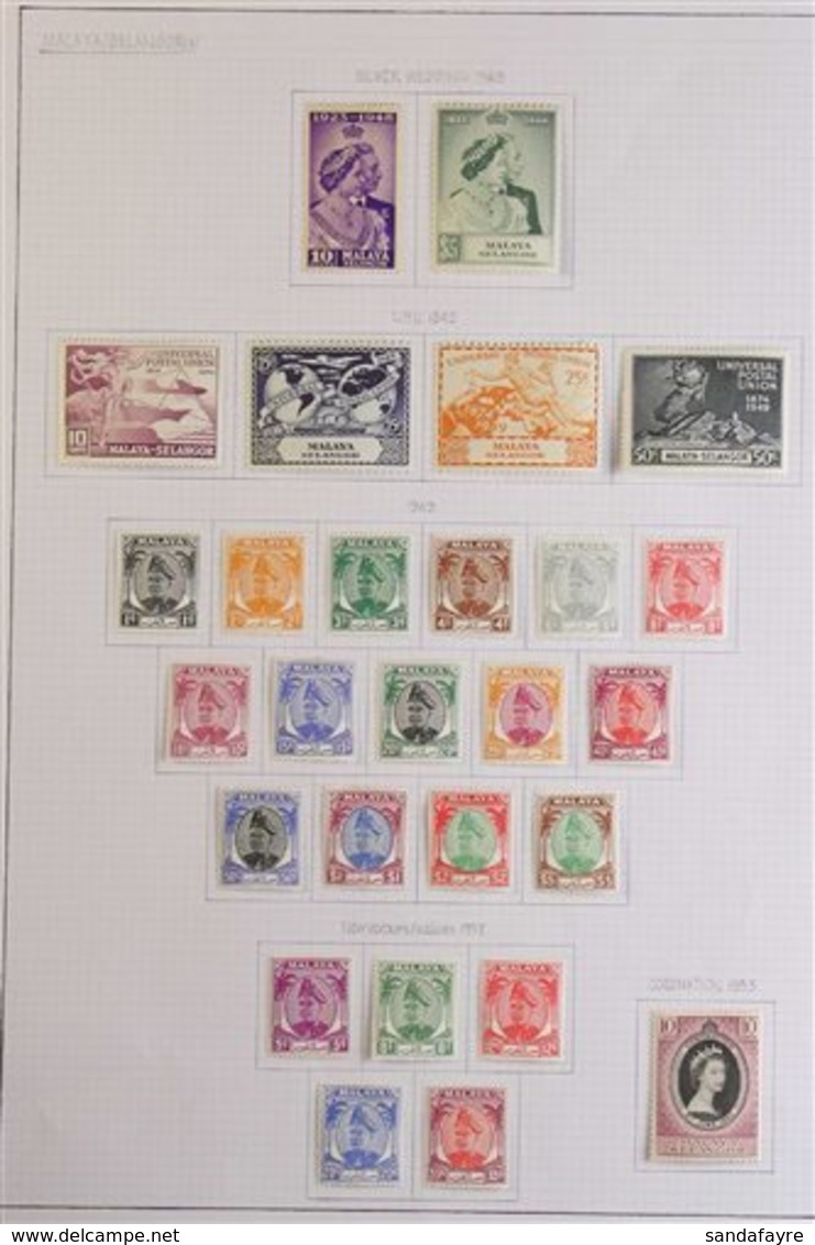 SELANGOR 1948-57 VERY FINE MINT COLLECTION On Pages Incl. 1948 Wedding, 1949-55 Set, 1957 And 1961 Sets Etc, Lightly Hin - Autres & Non Classés