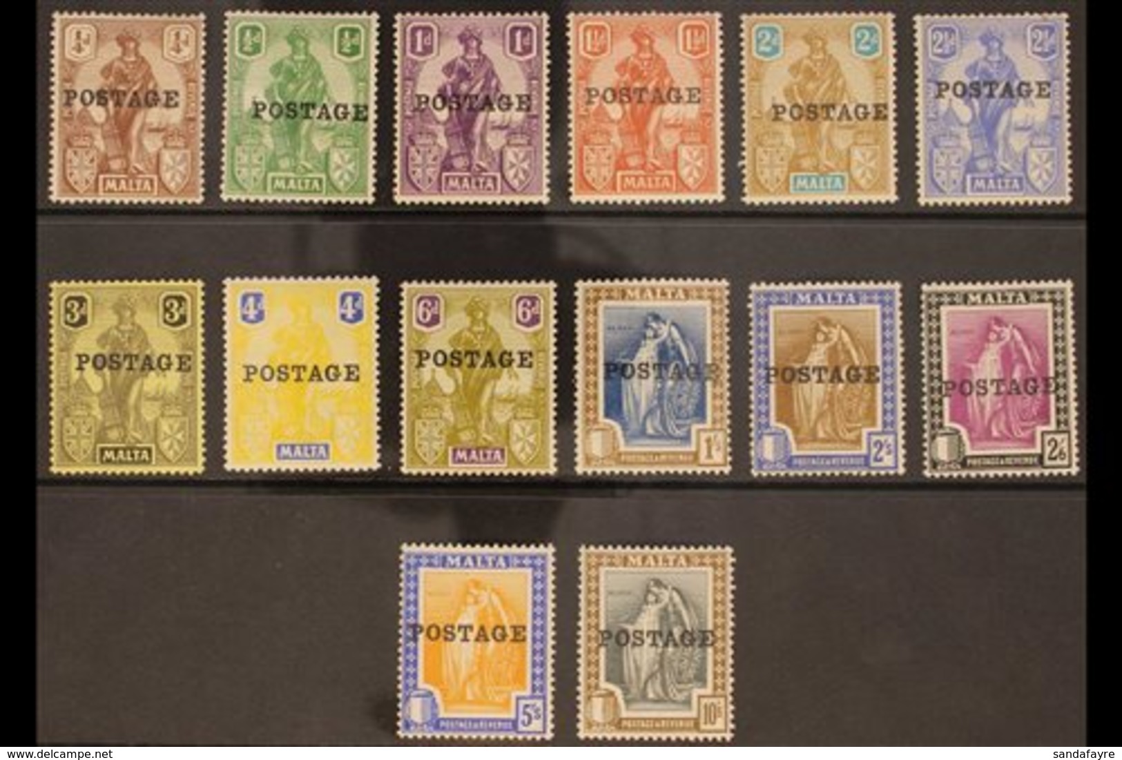 1926 "POSTAGE" Overprints Complete Set, SG 143/56, Fine Mint, Some Stamps Are Never Hinged Incl 4d & 2s, Very Fresh. (14 - Malta (...-1964)