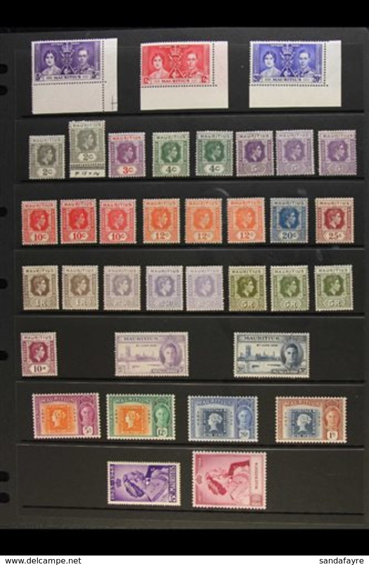 1937-52 MINT KGVI COLLECTION Presented On A Pair Of Stock Pages. Includes 1938-52 Definitive Set Of All Values Inc Perf  - Maurice (...-1967)