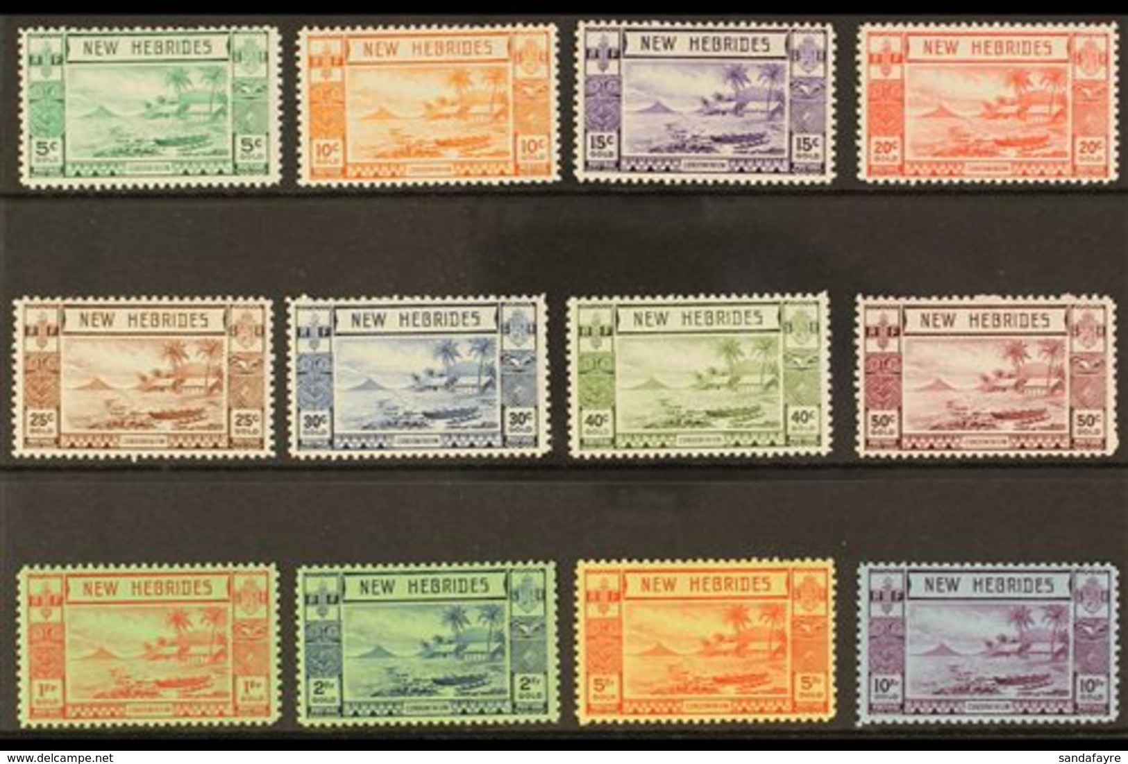 FRENCH 1938 Gold Currency Complete Set, SG F53/64, Fine Mint (12 Stamps) For More Images, Please Visit Http://www.sandaf - Otros & Sin Clasificación