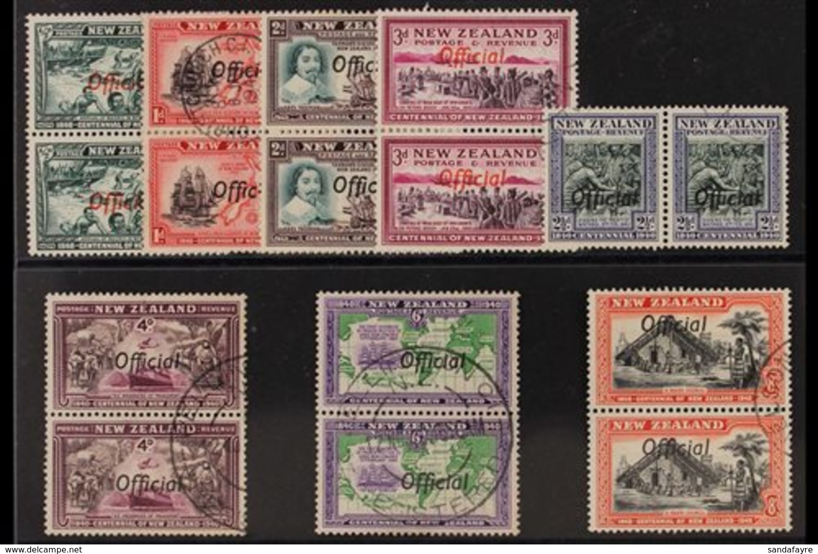 OFFICIALS 1940 Centennial Complete Set Of "ff" JOINED Varieties, SG O141a/O149a, Very Fine Used, Each In A Pair With Nor - Other & Unclassified