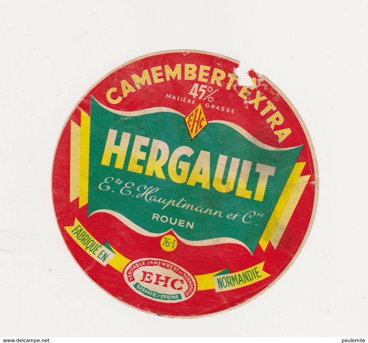 ETIQUETTE DE CAMEMBERT HERGAULT MOULINEAUX - Fromage