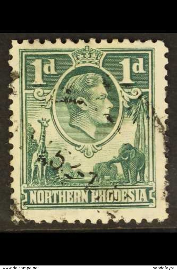 1938-52 1d Green 'EXTRA BOATMAN' Variety, SG 28a, Used, A Couple Of Slightly Short Perfs At Top Left And Top Right, Fres - Rodesia Del Norte (...-1963)