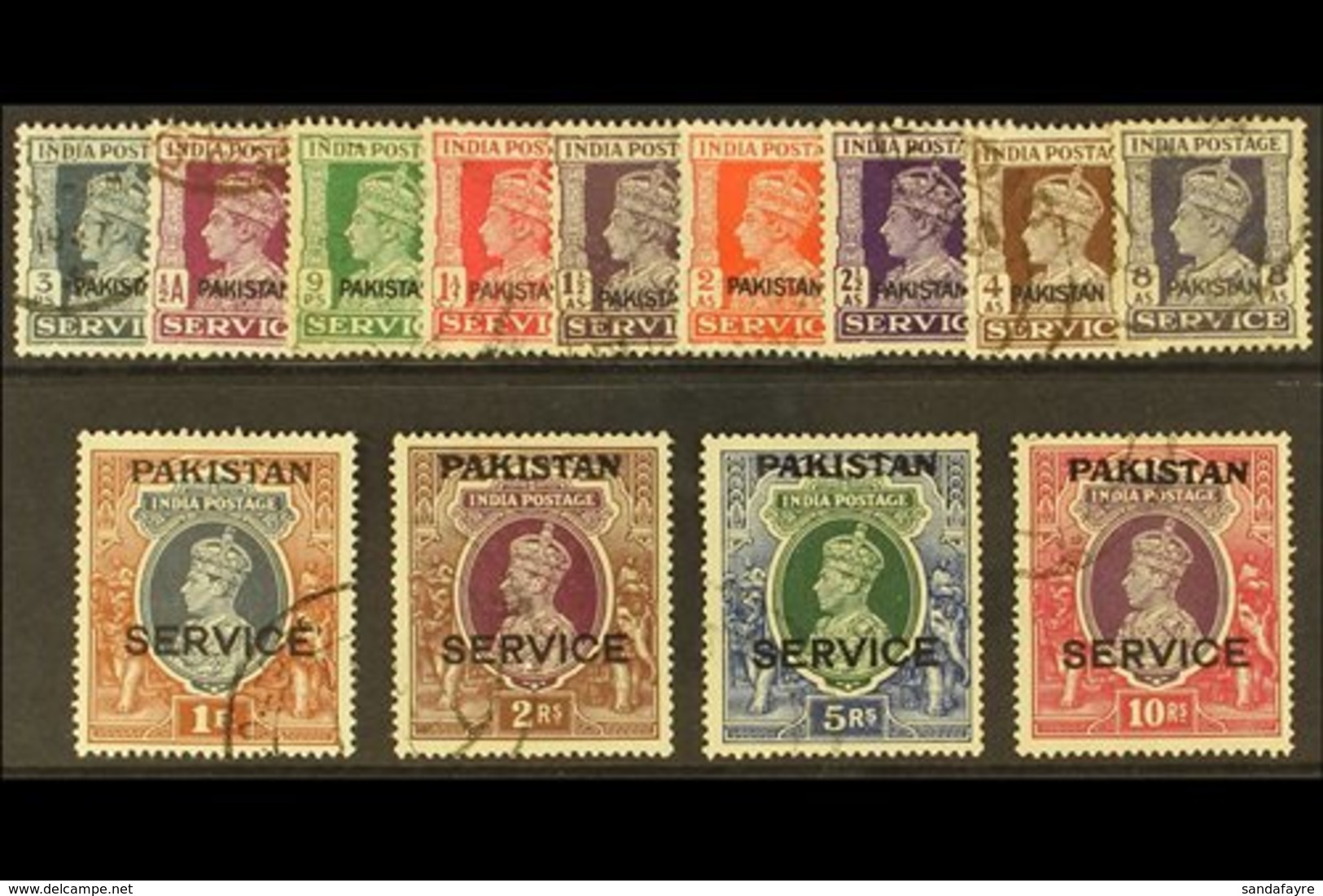 OFFICIALS 1947 Service Overprint Set, SG O1/13, Very Fine Used. (13 Stamps) For More Images, Please Visit Http://www.san - Pakistán