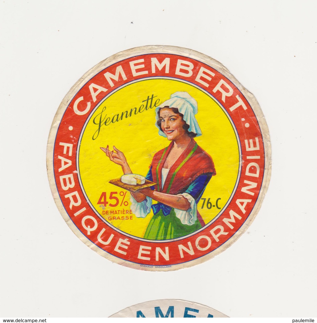 ETIQUETTE DE CAMEMBERT JEANNETTE 76 C MOULINEAUX - Fromage