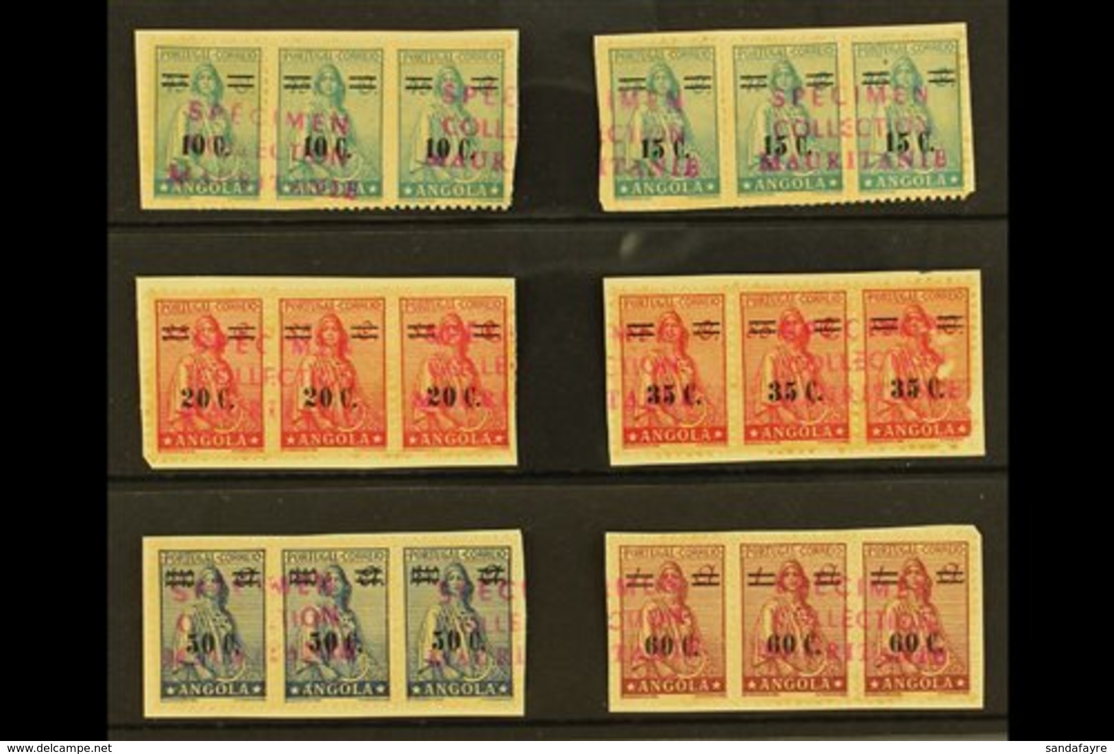 ANGOLA ARCHIVE SPECIMENS 1942 Ceres Surcharge Set Complete From 10c On 45c To 60c On 1a, Michel 295/300 Or SG 413/418, T - Other & Unclassified