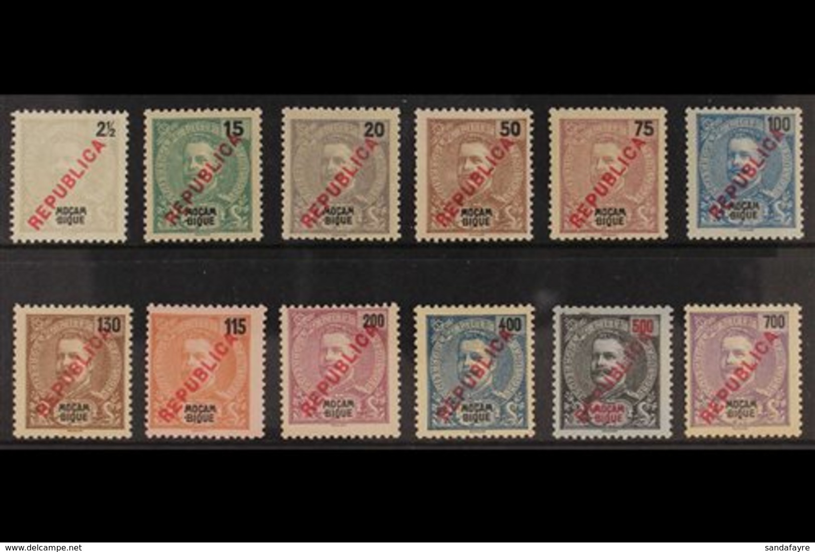 MOZAMBIQUE 1917 "REPUBLICA" Local Overprints In Red Complete Set (SG 234/245, Afinsa 189/200), Mint (some Without Gum),  - Autres & Non Classés