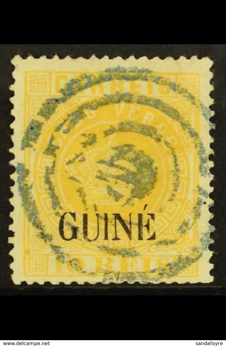 PORTUGUESE GUINEA 1881-84 10r Yellow, Type II Opt, Perf 13½, SG 20, Good Used, Complete With ISPP Photo Certificate For  - Other & Unclassified