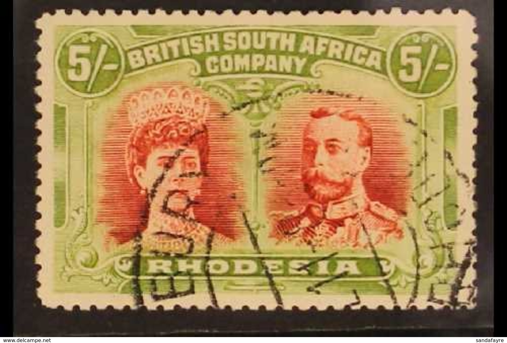 1910-13 5s Crimson And Yellow Green Double Head, SG 160a, Fine Part Salisbury Cds. For More Images, Please Visit Http:// - Altri & Non Classificati