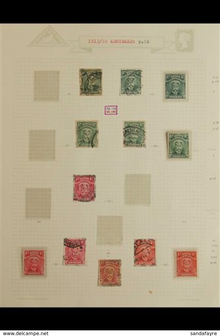 1913-24 ADMIRAL ISSUES - OLD TIME COLLECTION ON PAGS Incl. A Range Of Single Colours, Note Perf. 15 ½d (2), 1d (3), 1½d  - Other & Unclassified