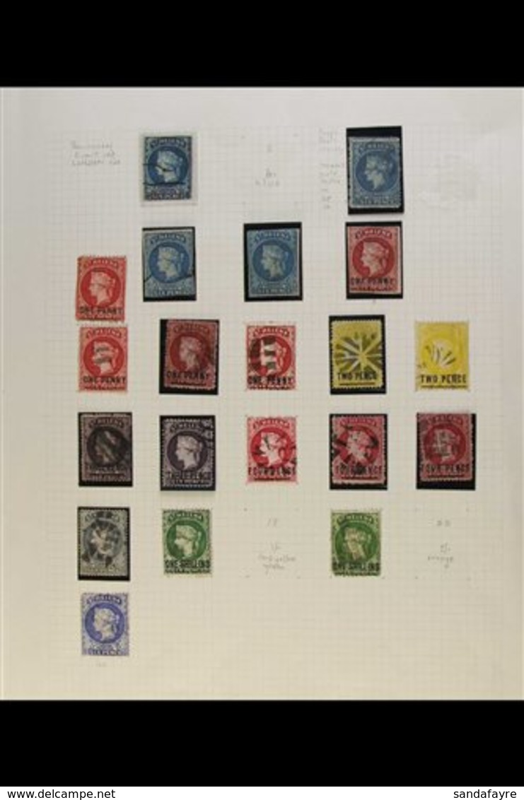 1856-97 QUEEN VICTORIA USED COLLECTION On Album Pages, Includes 1856 6d Blue Imperfs X3 (one With Part Red London Cancel - Sainte-Hélène