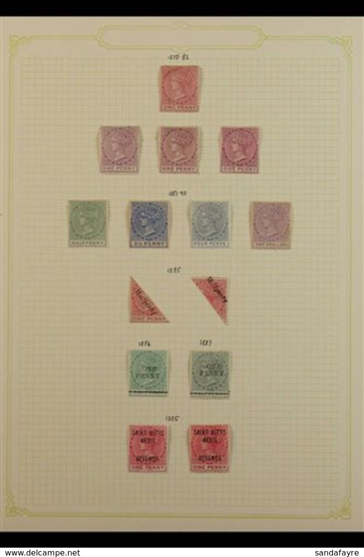 1870-1887 MINT COLLECTION On A Page, Includes 1870-82 Perf 12½ 1d Dull Rose & 1d Magenta (x3 Shades) Unused, 1882-90 Val - San Cristóbal Y Nieves - Anguilla (...-1980)