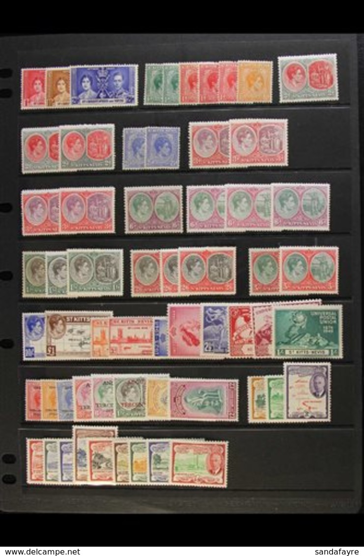 1937-52 FINE MINT KGVI COLLECTION With 1938-50 Set With Additional Perfs Incl. 13x12 To 5s, All Commemoratives, 1952 Set - St.Kitts And Nevis ( 1983-...)