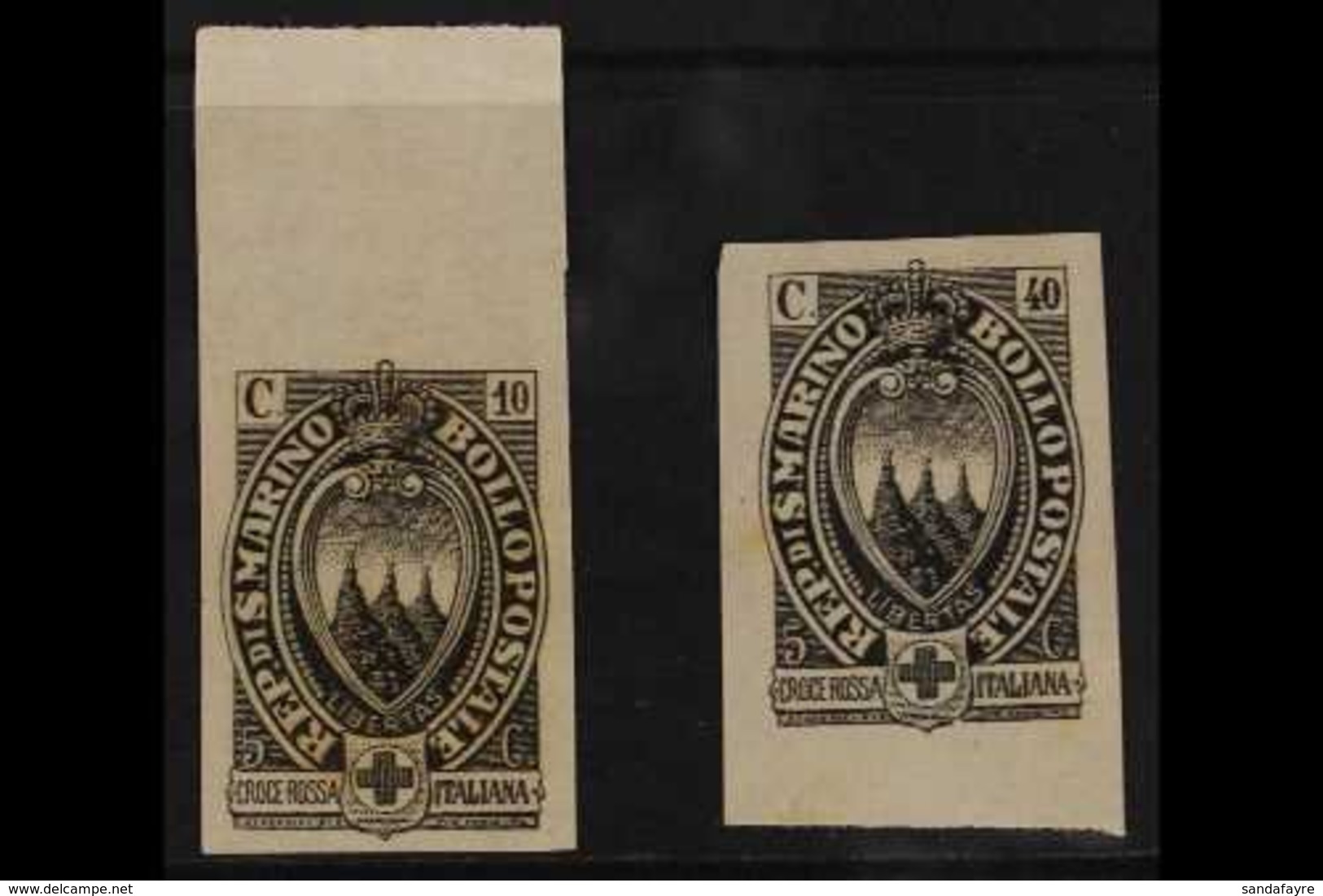 1923 10c +5c And 40c + 5c Red Cross Fund, Proofs In Black,  As Sass 91,94, Very Fine And Fresh. (2 Proofs) For More Imag - Autres & Non Classés