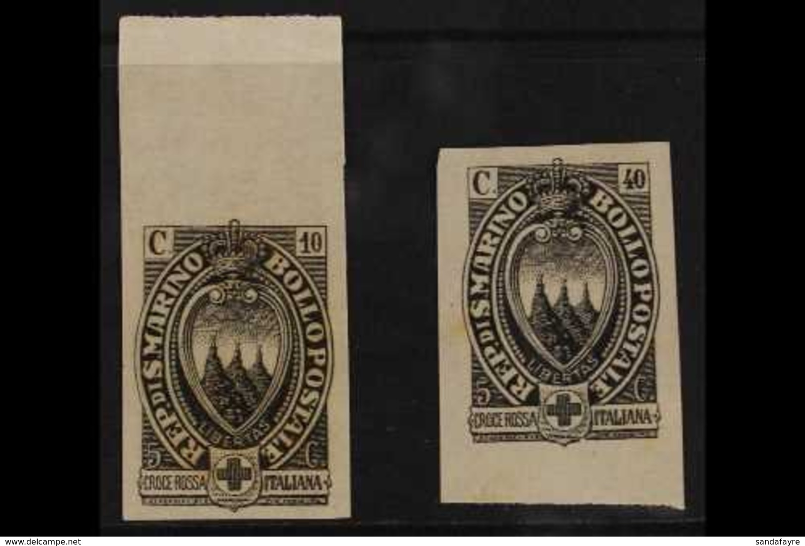 1923 10c +5c And 40c + 5c Red Cross Fund, Proofs In Black,  As Sass 91,94, Very Fine And Fresh. (2 Proofs) For More Imag - Other & Unclassified