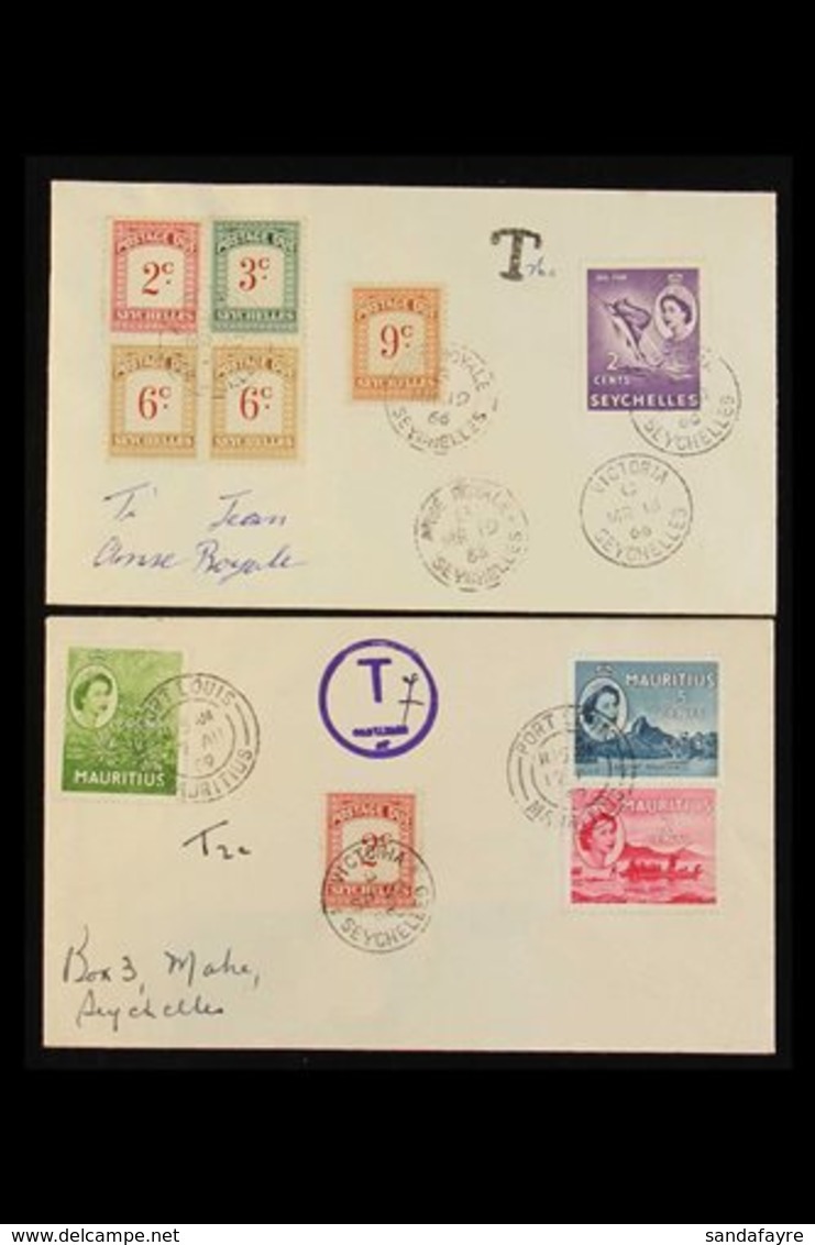 POSTAGE DUE COVERS 1959 Cover To Mahe Taxed With Single 2c Due, Tied By "Victoria" C.d.s., 1966 Cover Bearing 2c, 3c, 6c - Seychelles (...-1976)